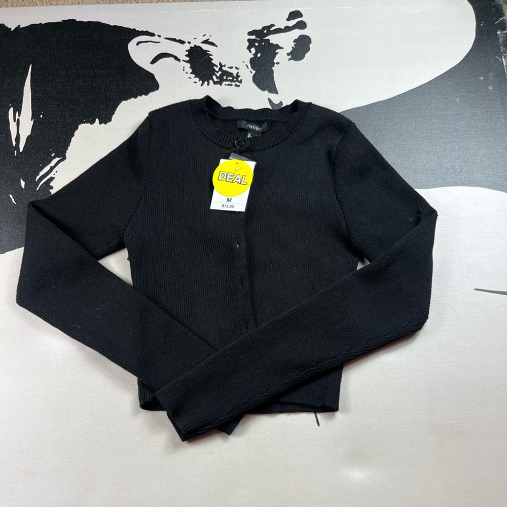 Forever 21 Black Button-Up Cardigan